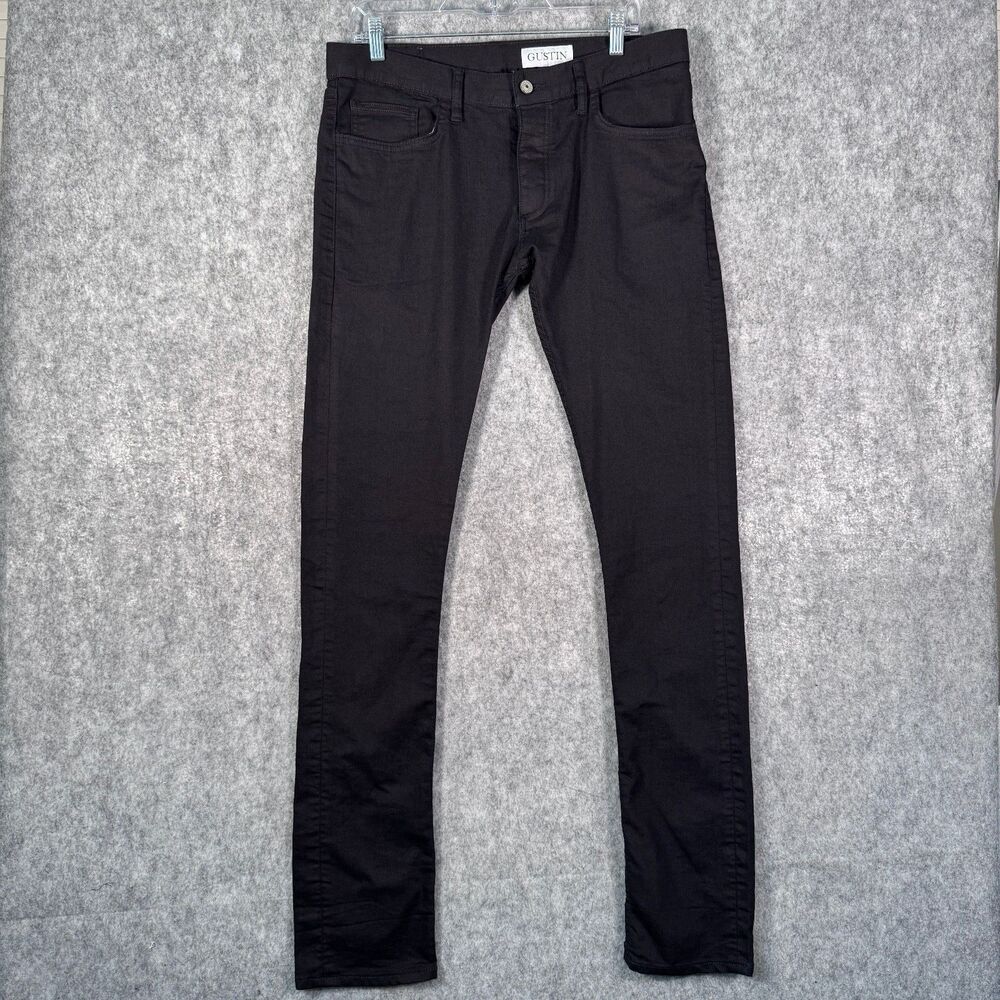 Gustin Pants Mens 35x35 Black 5 Button Skinny Fit Lightweight Cotton Blend